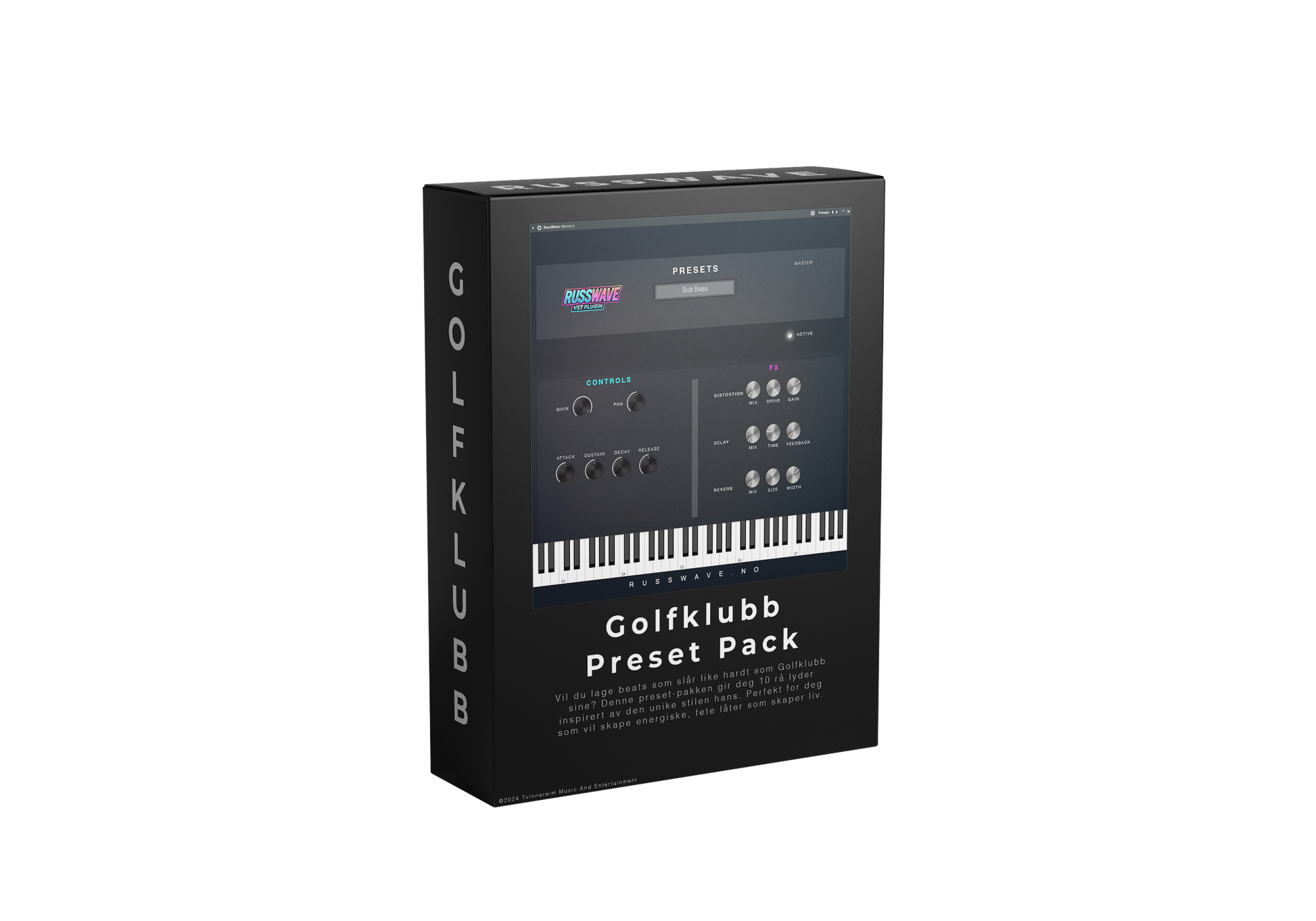 RussWave golfklubb preset pack uten bakgrunn, digitalt bilde av en samling med ulike golfklubbpresets på transparent bakgrunn.